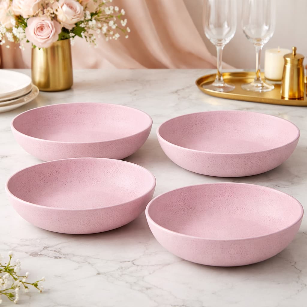 Tigelas rosas fundas 1200 ml | Ideal para Saladas, Refeições e Dia a Dia Kit com 4