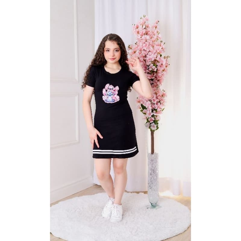 vestido stich de verão menina infantil e juvenil para o dia a dia confortável e econômico