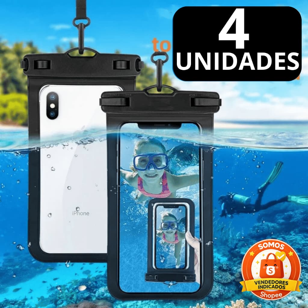 Kit 4 Capinha Aprova Dágua Celular Bolsa Capa Impermeável Universal Para Celular