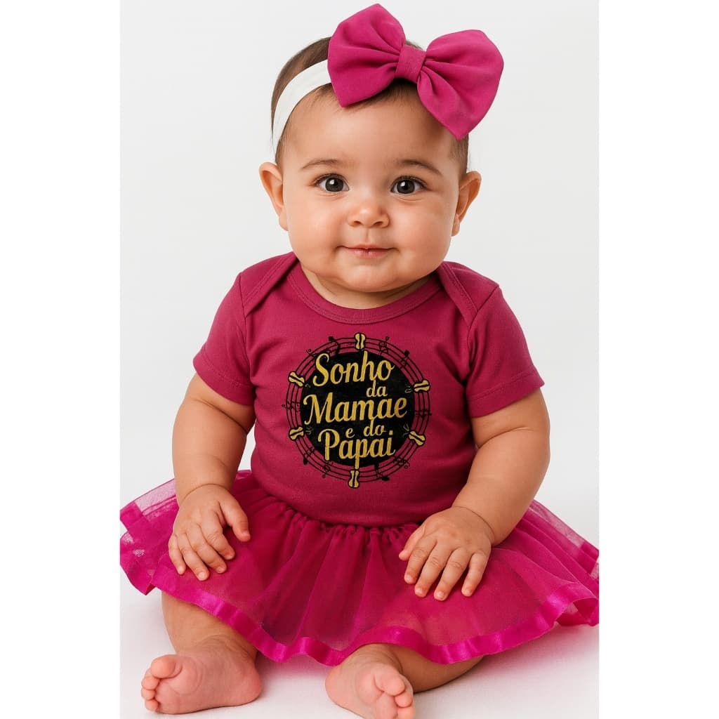 Kit Bebê Mesversário Sonho da Mamãe e do Papai com Tule e Laço Completo