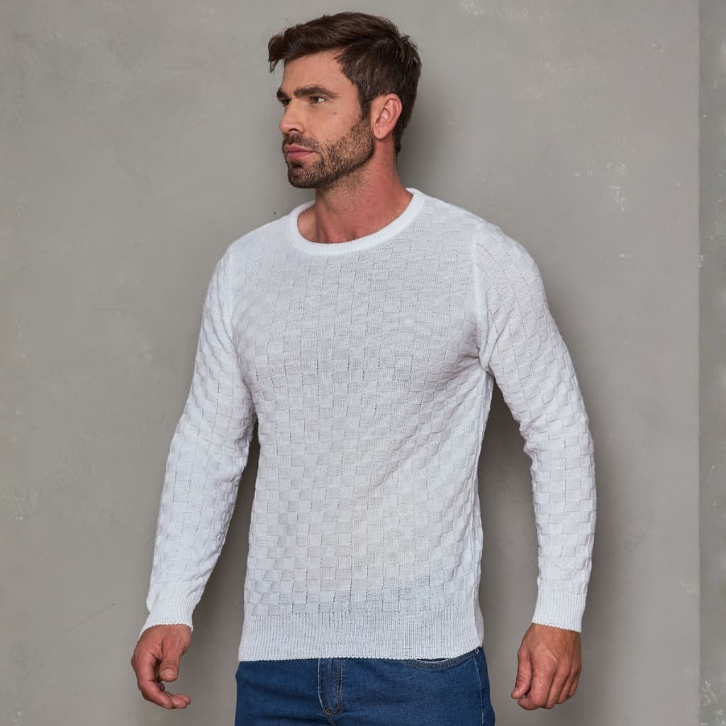 Suéter Masculino Tricot Premium Gola Redonda Toque Macio Conforto Térmico Casual Elegante Moderno