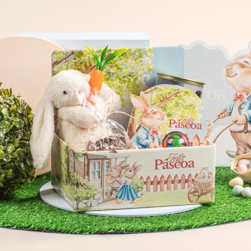 Embalagem de Páscoa - Caixa Mini Display para Cestas e Presentes Doce Encanto (Kit com 03 unidades)