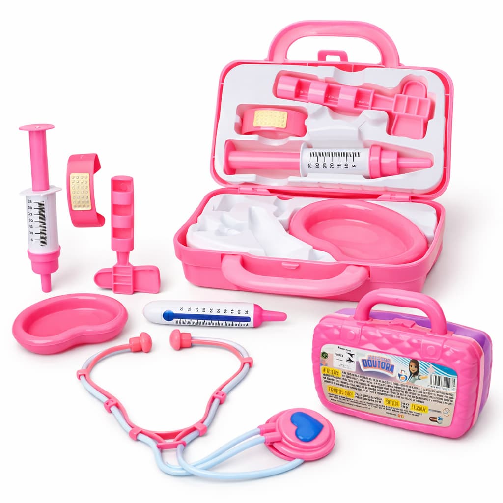 Maletinha Maleta Infantil Mini Doutor Doutora Médico Para Criança De Plástico Azul e Rosa