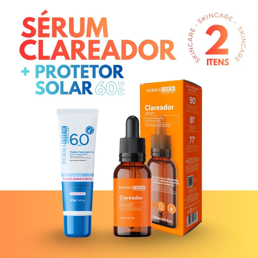 Kit 2 Dermachem - 1un Protetor Fps60 + 1un Sérum Clareador Vitamina C
