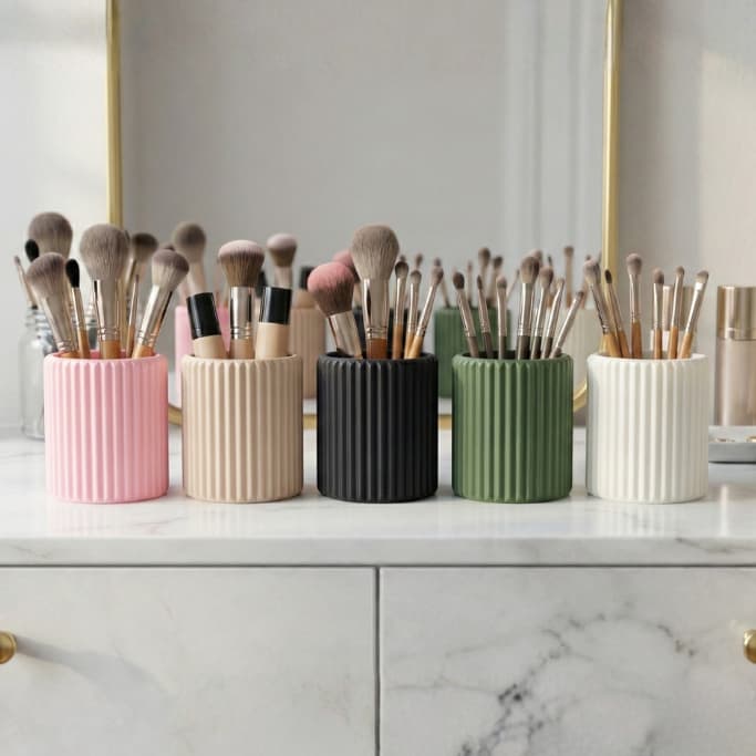 Porta Pincel de Maquiagem | Porta Pincéis | Porta Canetas | Porta Escovas de Dentes Canelado Frufru