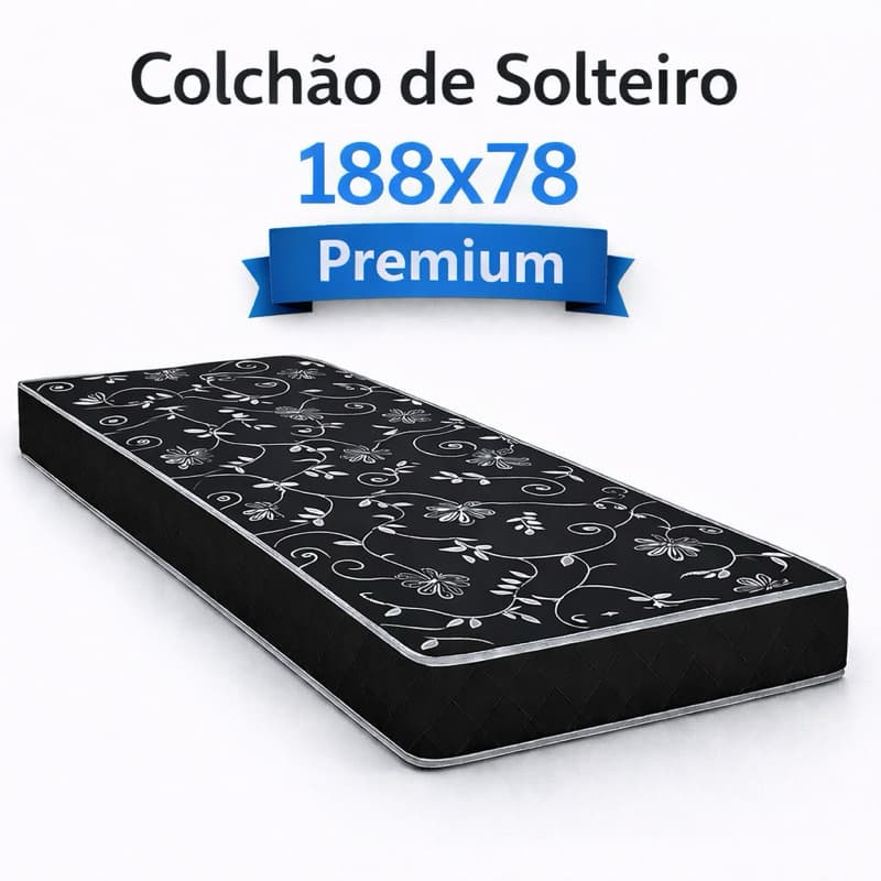 Colchão de Solteiro  D20 188x78x12 Selo Inmetro Alta Densidade 100% Espuma Antiácaro e Antialérgico