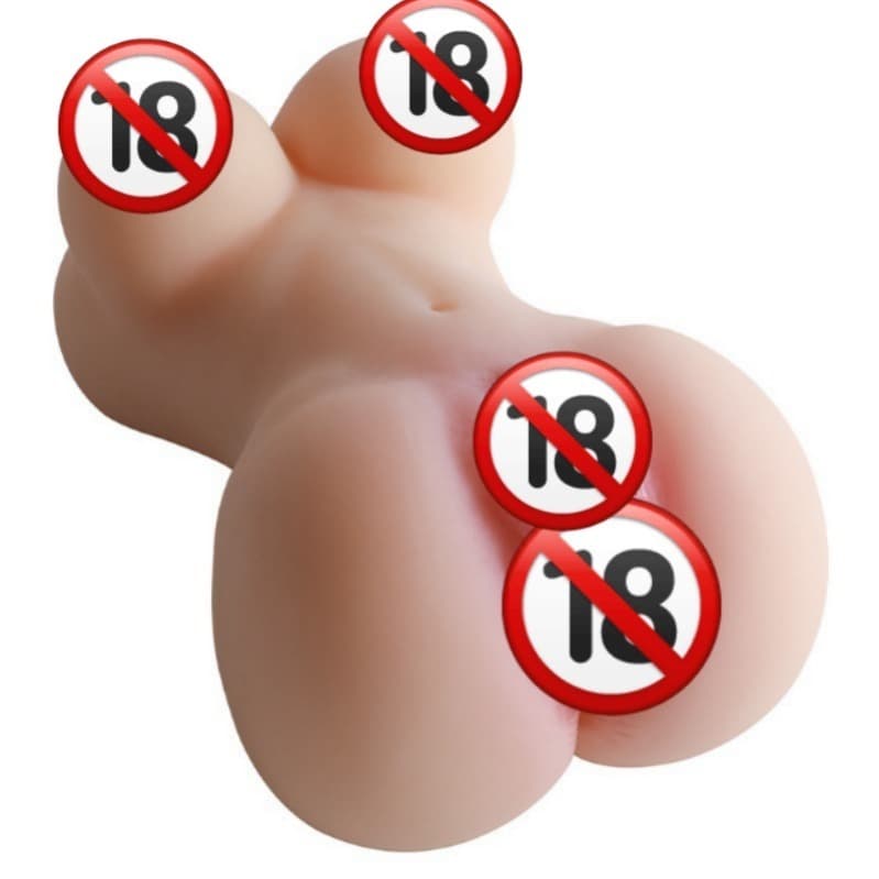 Masturbador masculino de silicone, meio corpo simulado, 2 furos: 29*16*12CM, peso: 2450G, bege