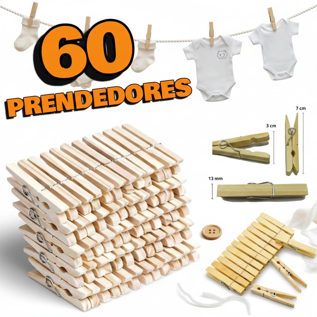 KIT Pregador de Roupa De Madeira Super Reforçado – 12/24/36/48/60 Unidades –- Ótima Qualidade.....
