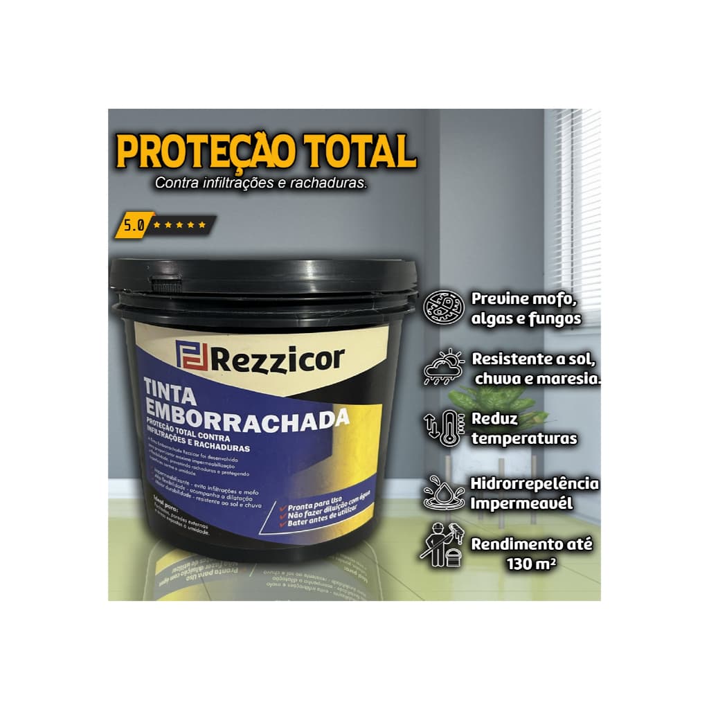 Tinta REZZICOR Borracha Liquida18kg - Impermeável, Hidro-repelente, Super Resistente. ENVIO EM 24H