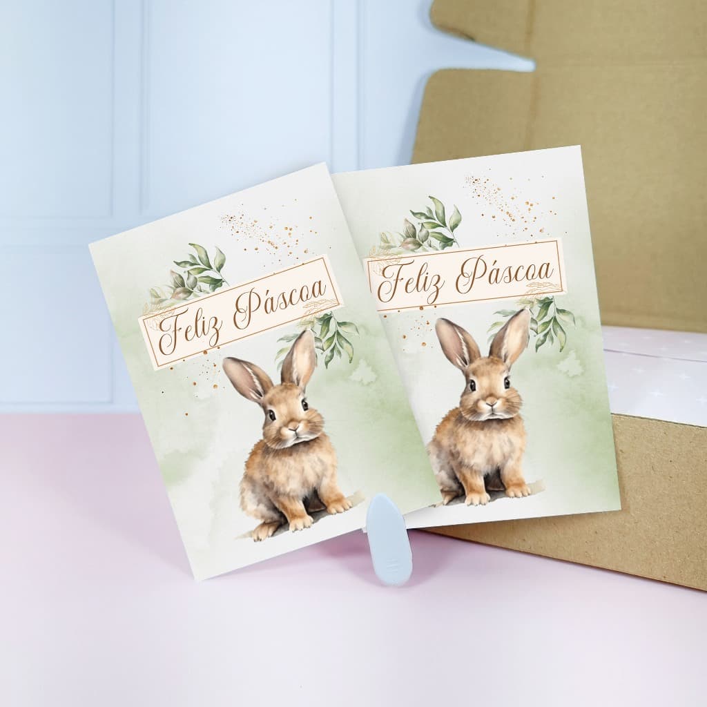 50/100uni folhetos de Páscoa 7x10cm Coelho Verde gold - Pronta Entrega