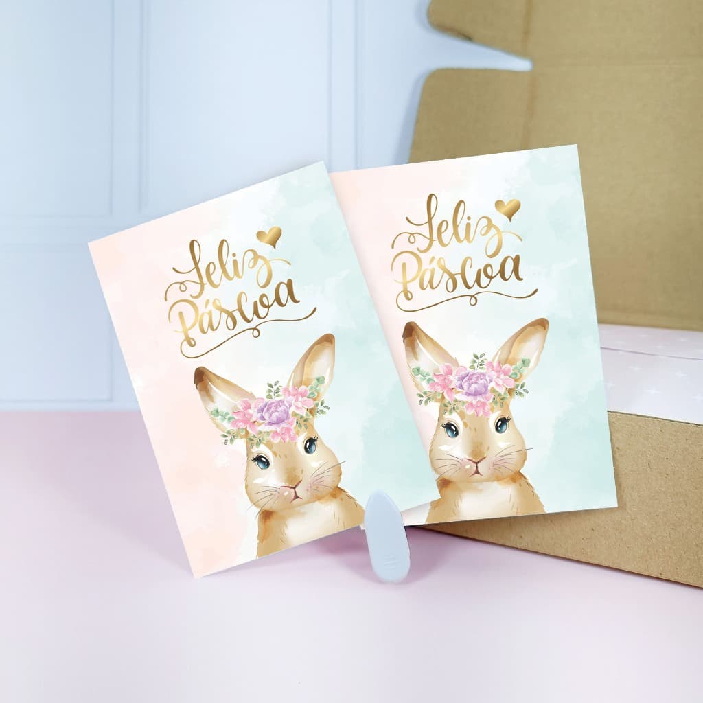 50/100uni folhetos de Páscoa 7x10cm Coelho Aquarela - Pronta Entrega