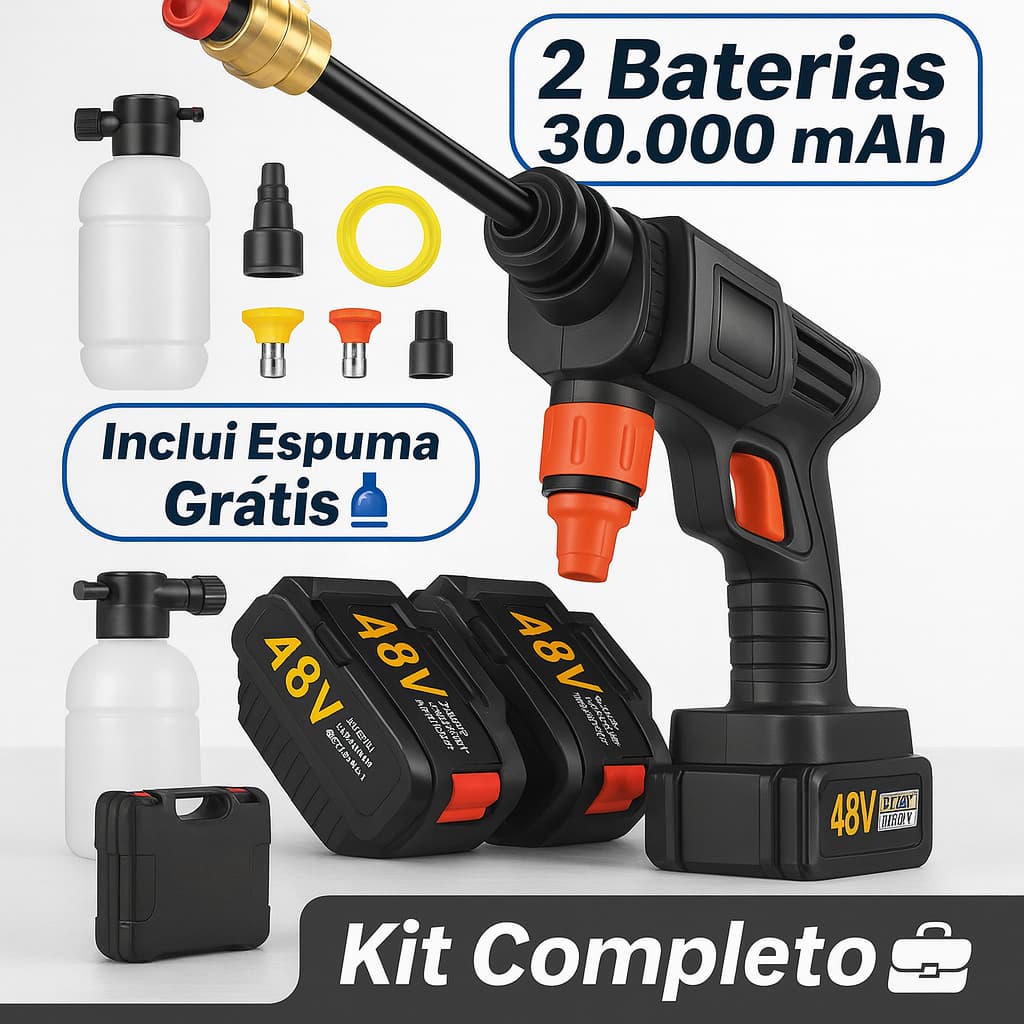 Lavadora de Alta Pressão Bivolt Portátil Profissional Sem Fio Recarregável Original