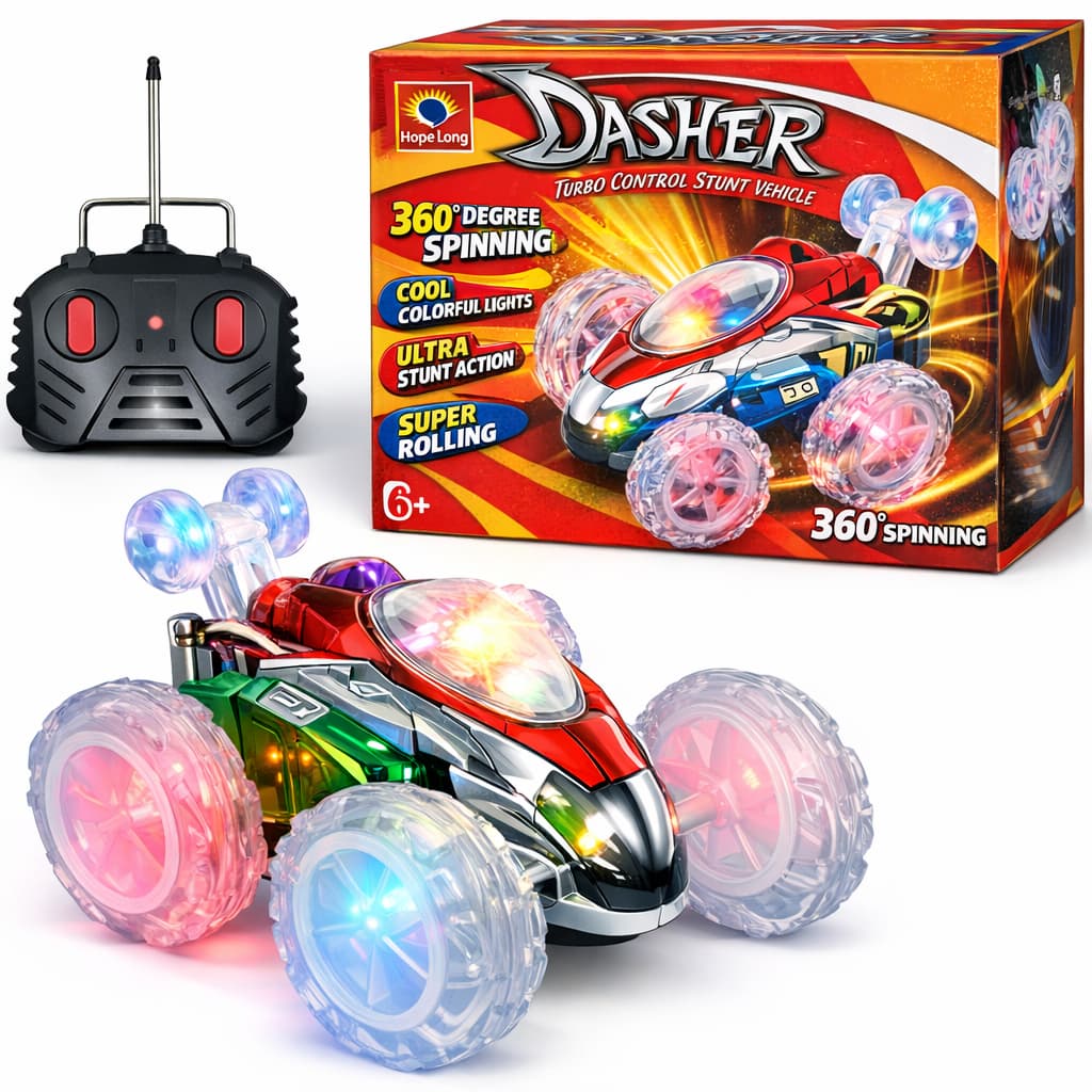 Carro Controle Remoto Maluco Gira 360º C/ Luz Led Brinquedo Interativo Carrinho de controle