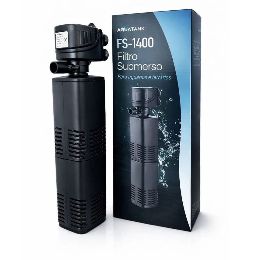FILTRO INTERNO C/ BOMBA SUBMERSA AQUATANK JP-023F 1400L/H  3 em 1 OXIGENIO PARA AQUÁRIOS ATÉ 150L