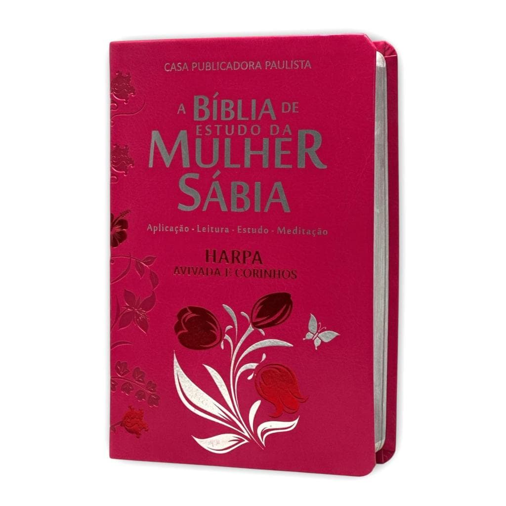 Bíblia Sagrada Evangélica da Mulher Sábia Com Estudo Arc Capa Mole Tulipa Pink | Letra Hipergigante + Harpa