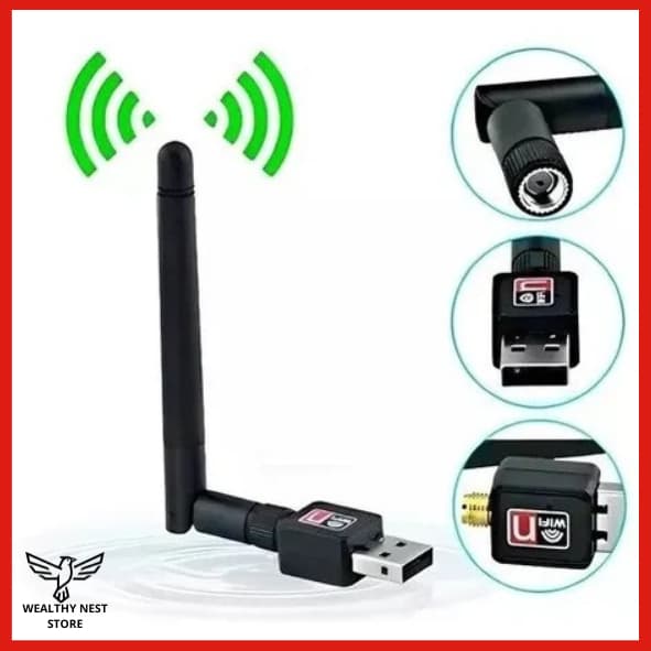 Adaptador De Wi-Fi Sem Fio USB Rosqueado Antena Wireless Para PC Notebook