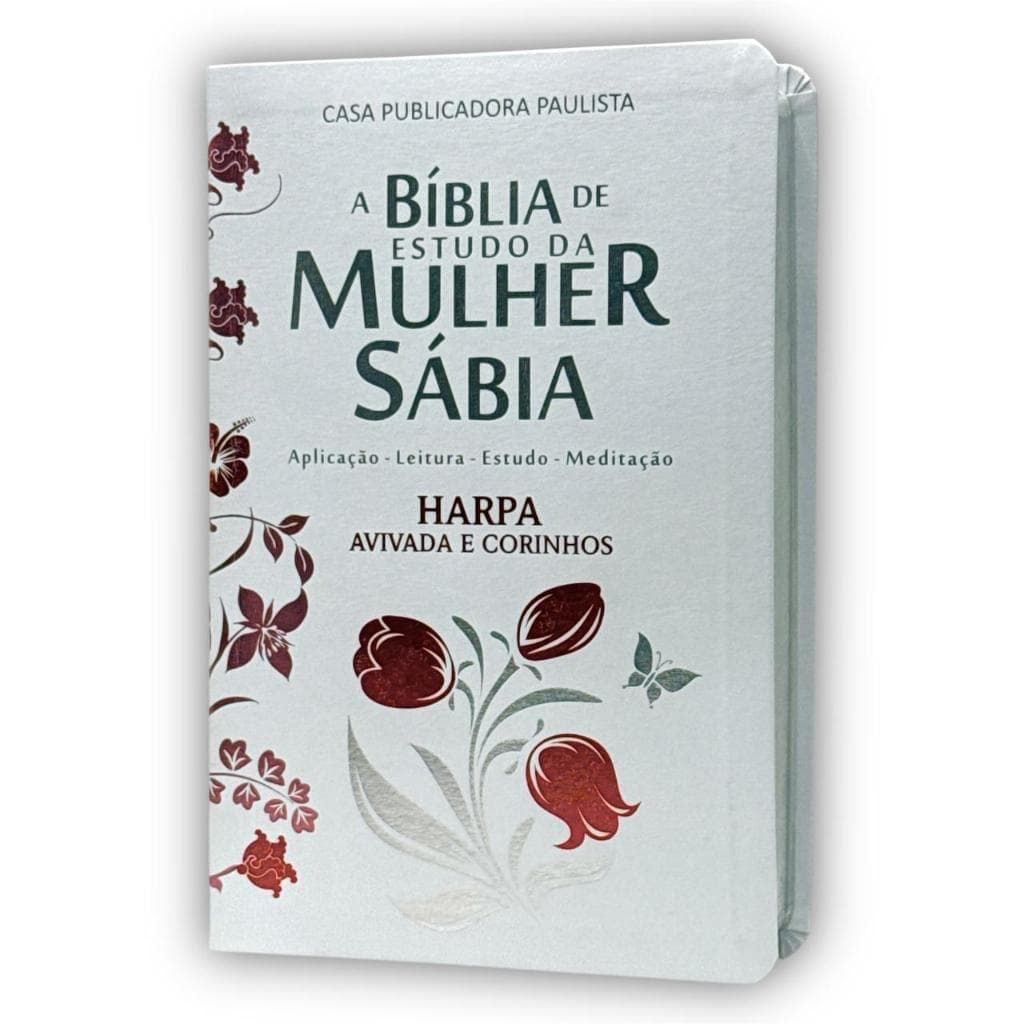 Bíblia Sagrada Evangélica da Mulher Sábia Com Estudo Arc Capa Mole Tulipa Branca | Letra Hipergigante + Harpa