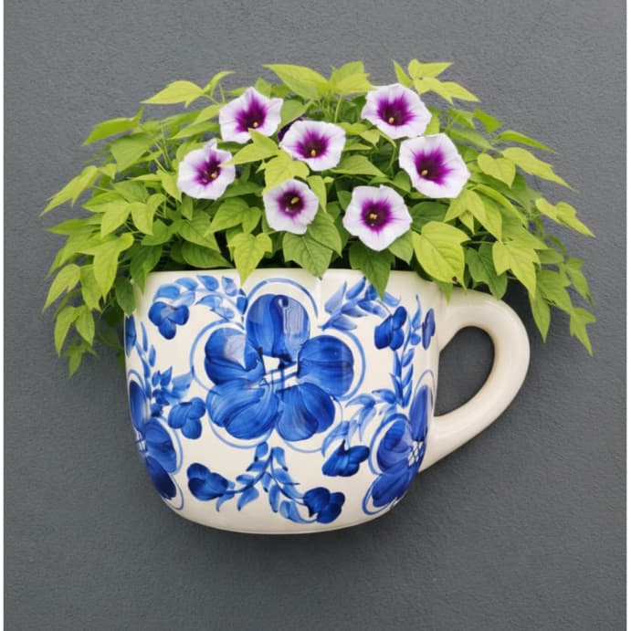 Floreira Vaso de Parede em Ceramica Desenhada a Mão Artesanal Ambientes Decorados