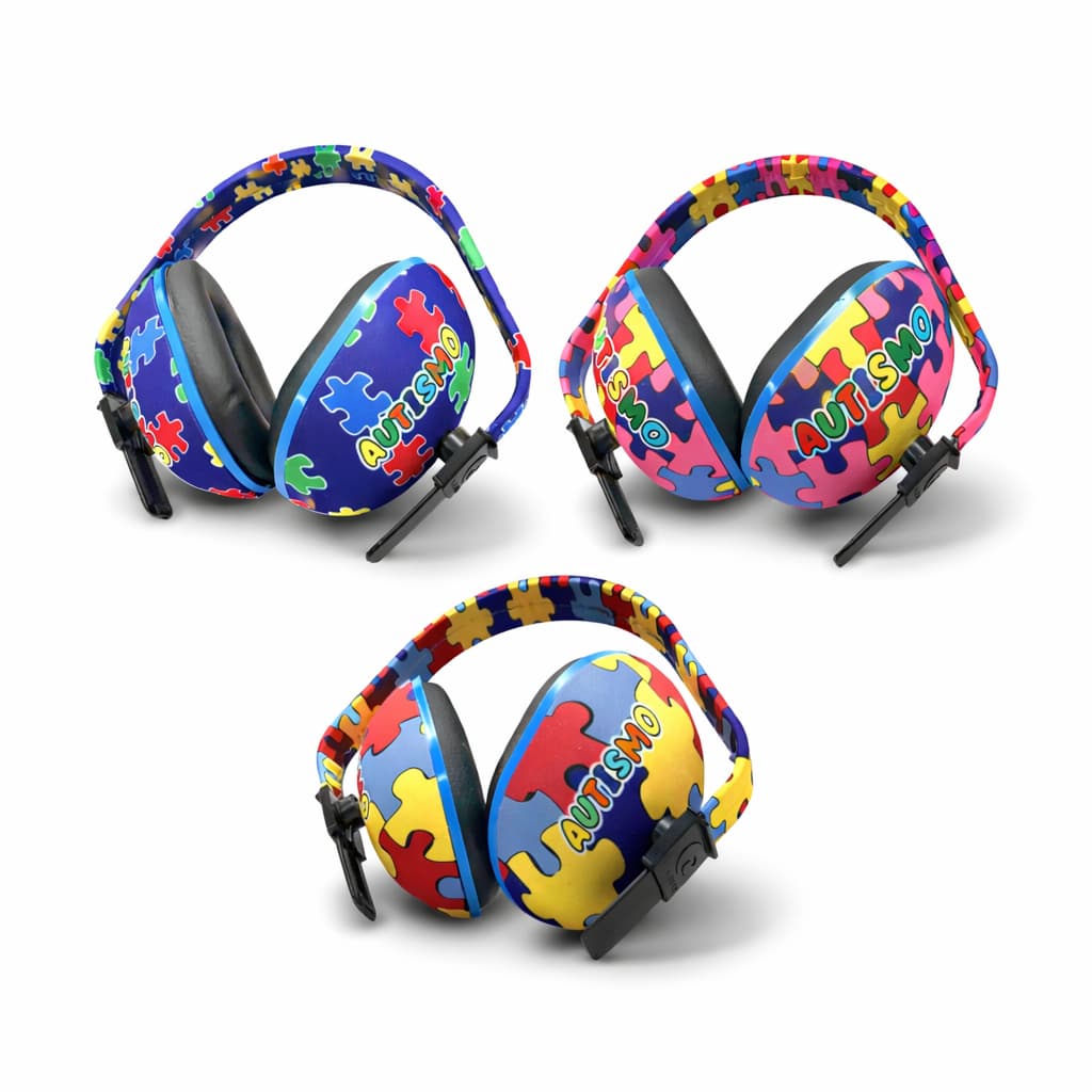 Abafador de Ruídos Para Criança Protetor Infantil e Adulto Com Estampa de Quebra-Cabeça Autismo