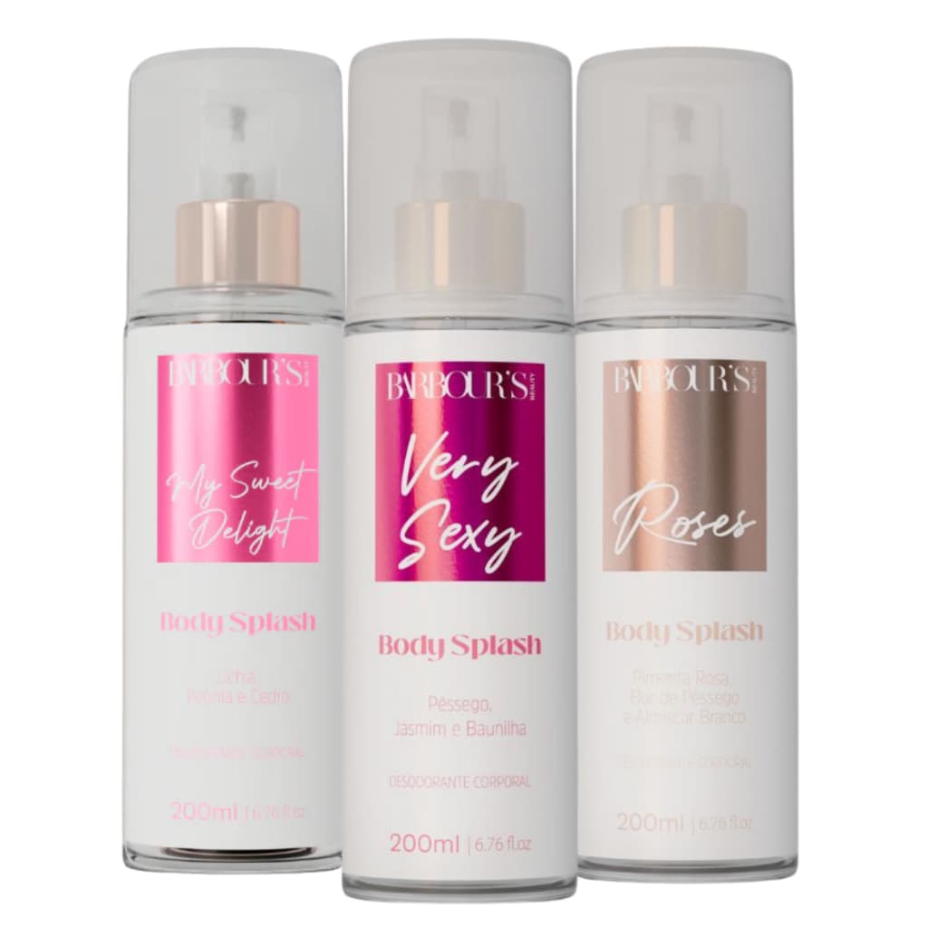 Kit 3 Body Splash Delight Very Sexy Roses 200ml Barbours