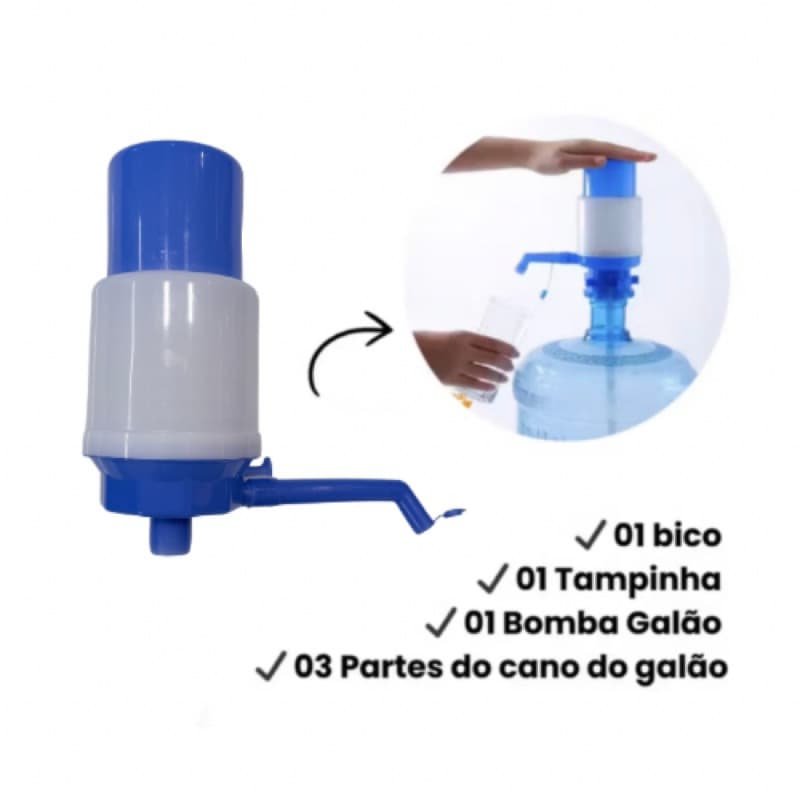 Bomba Manual para Galão Universal - Água Mineral Do Bico P/ Copo - Até 20 Litros