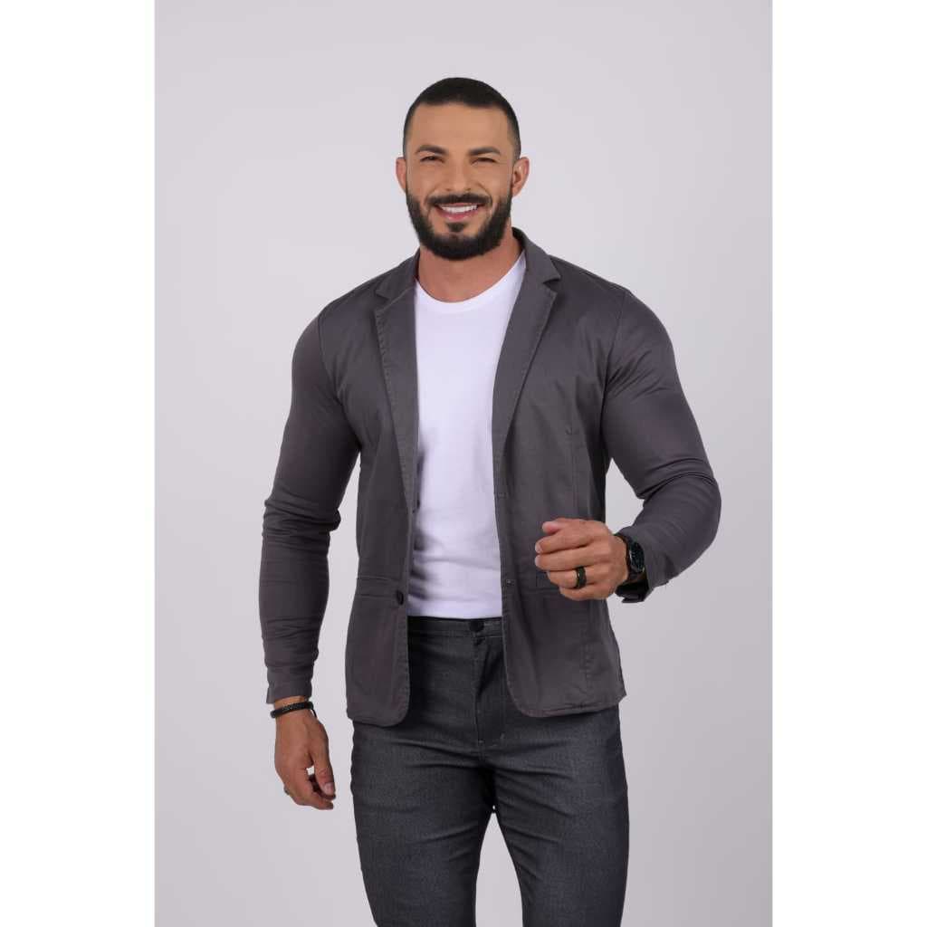 BLAZER CINCA CHUMBO SLIM SPORT MASCULINO SARJA ACETINADO COM ELASTANO
