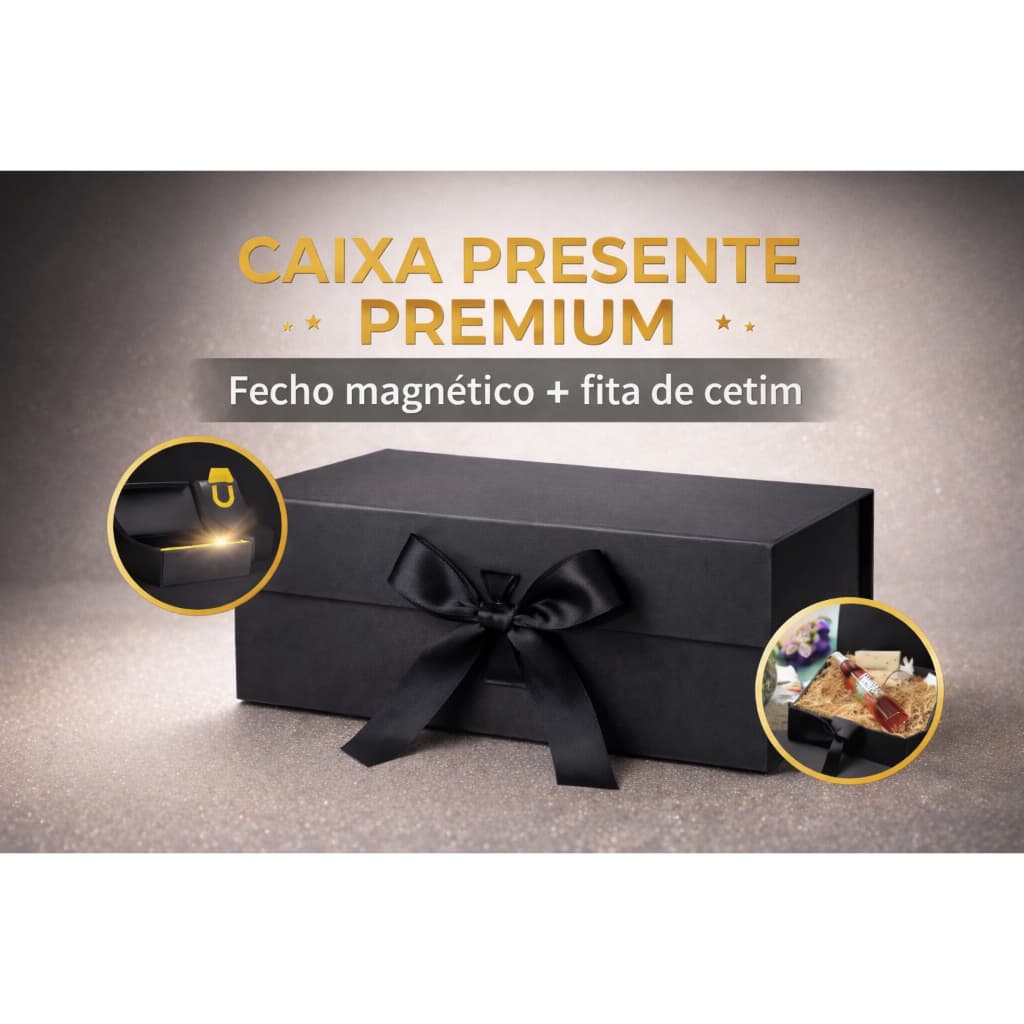 Caixa Presente Premium Rígida Dobrável com Fecho Magnético e Fita de Cetim – Luxo | 1 Unidade
