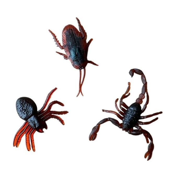 kit C/6 Barata, Escorpião e Aranha de Brinquedo Mentira Realista Simulação Borracha Pegadinha Mágica