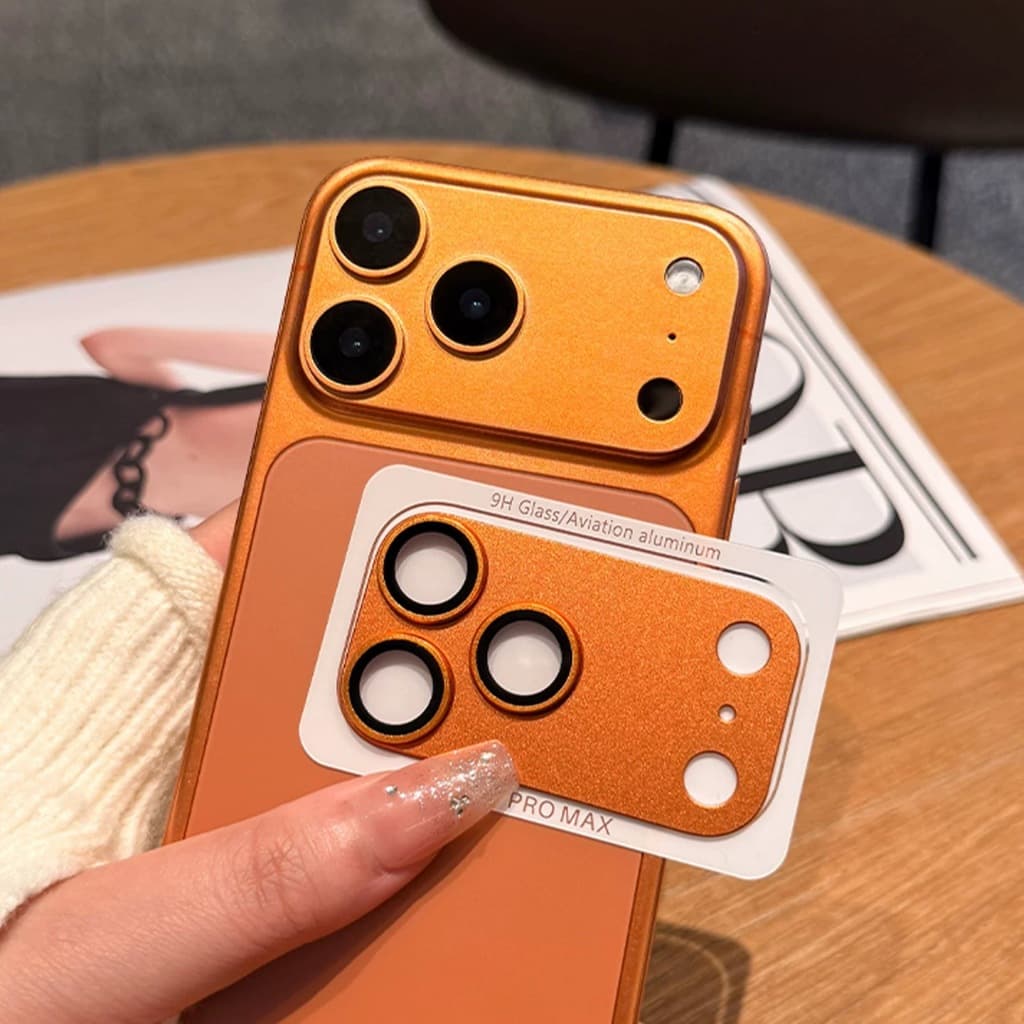 Película Protetora de Lente para iPhone 17 Pro Max-14 Pro Max – Vidro 9H com Borda de Alumínio