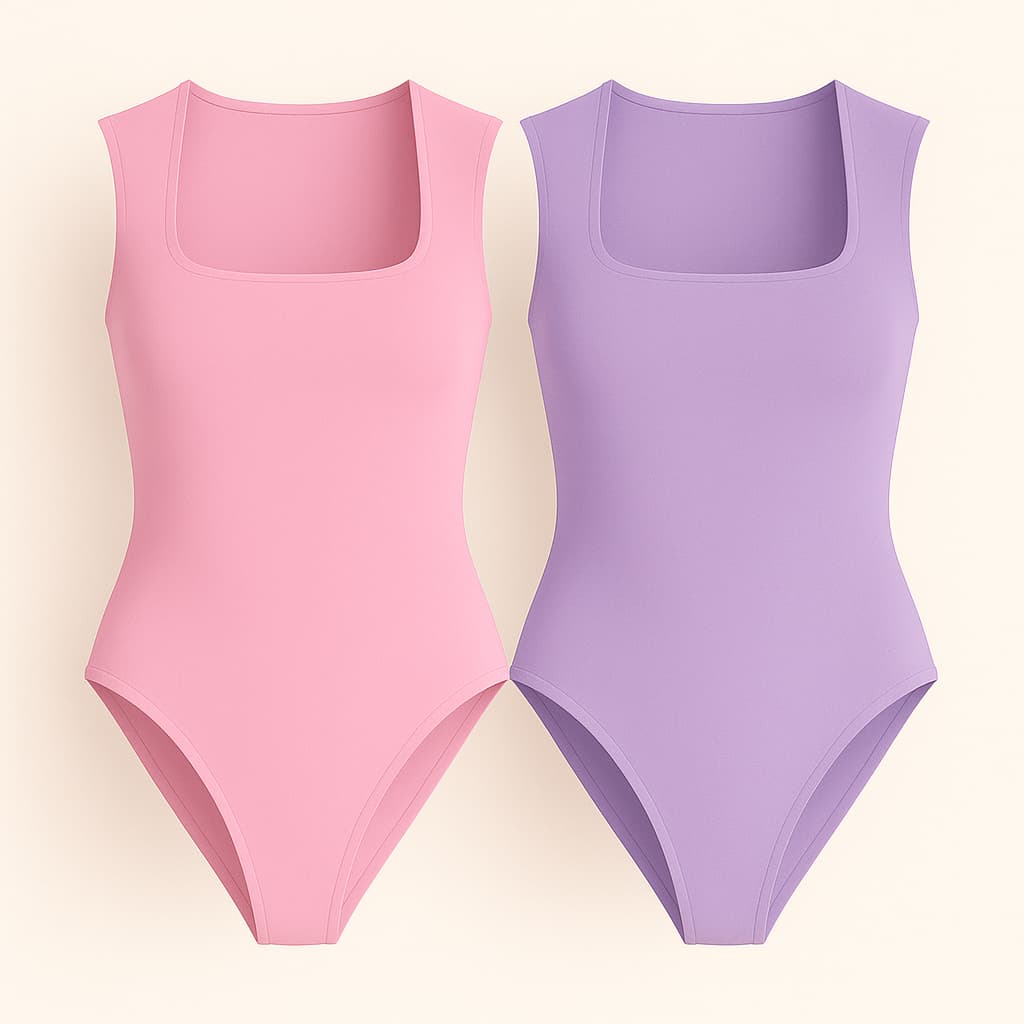 Kit 2 Body Regata Feminino Gola Quadrada Basico e Elegante Suplex Premium