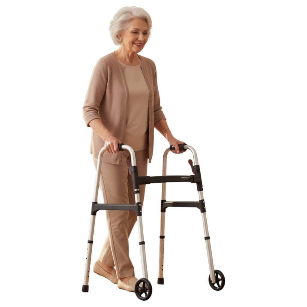 Andador Mercur com Rodas Desmontável Ajustável para Idosos e Reabilitação