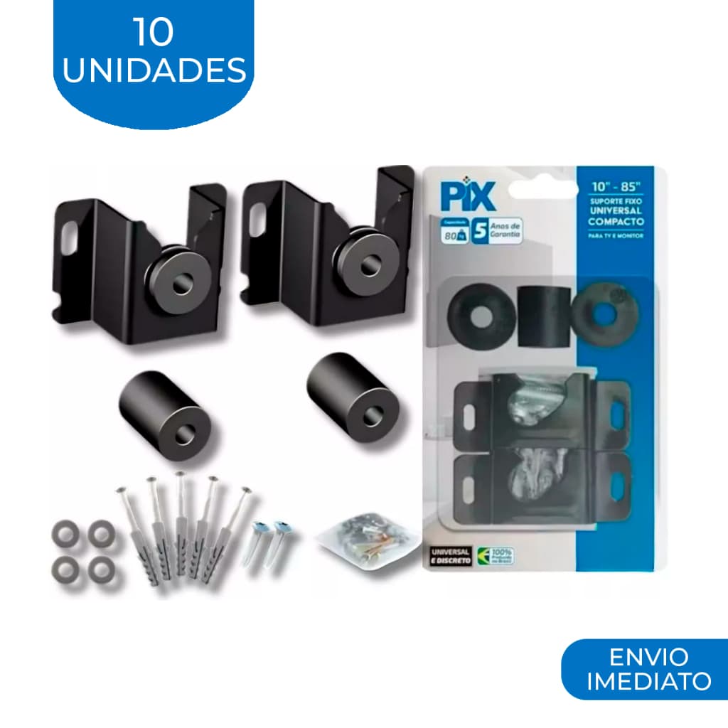 Kit Com 10 Suporte Universal Fixo Para Smart TV LED LCD Parede Painel 10 á 85 Polegadas