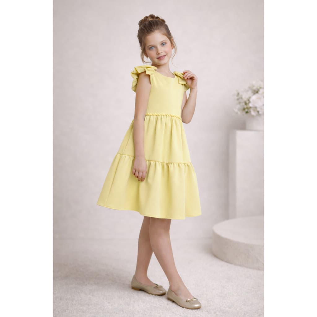 Vestido Infantil Menina Várias Cores Estilosa Premium Babado Fácil de Vestir Igreja Casamento Laços