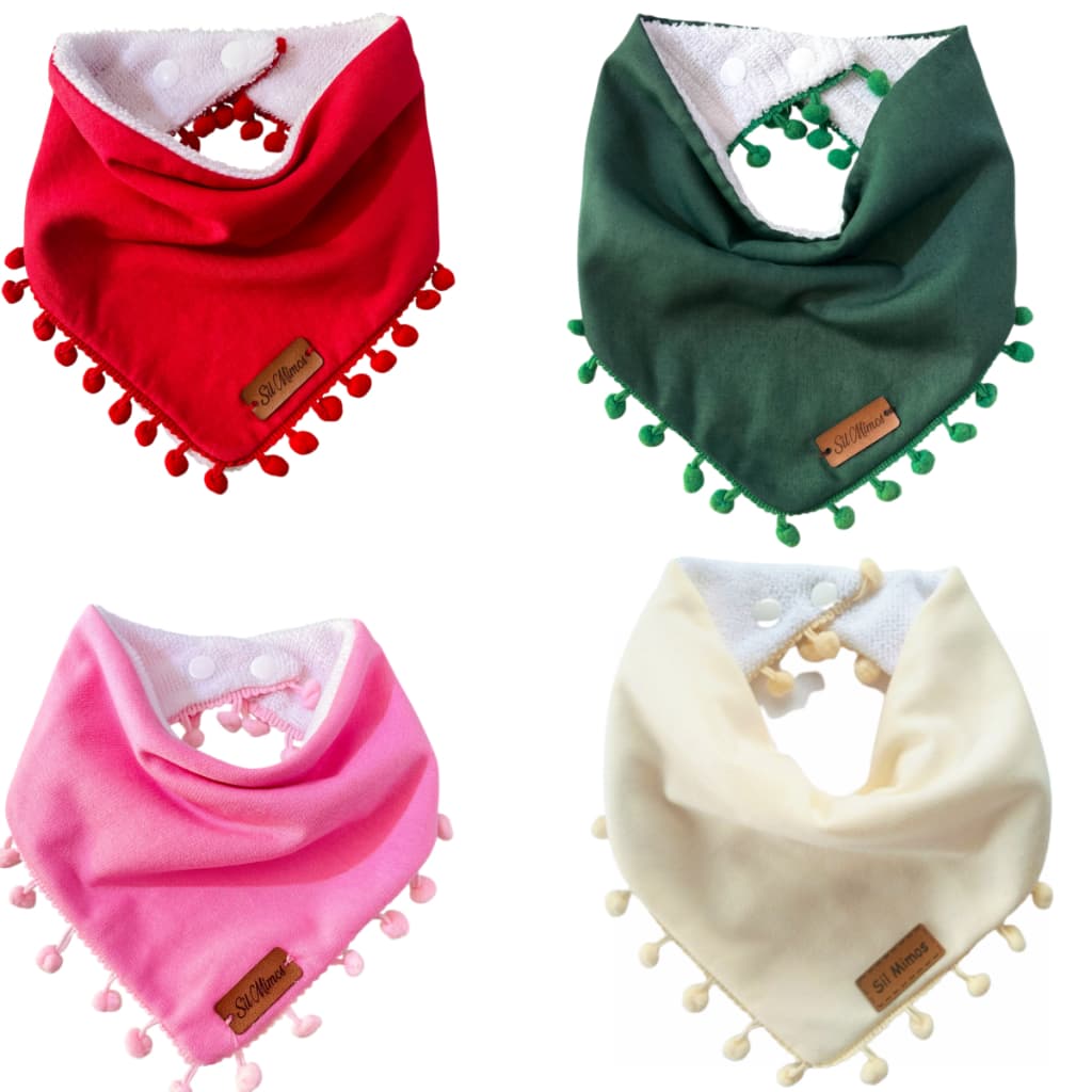 BABADOR BANDANA BEBÊ MENINA LUXO FORRADO POMPOM