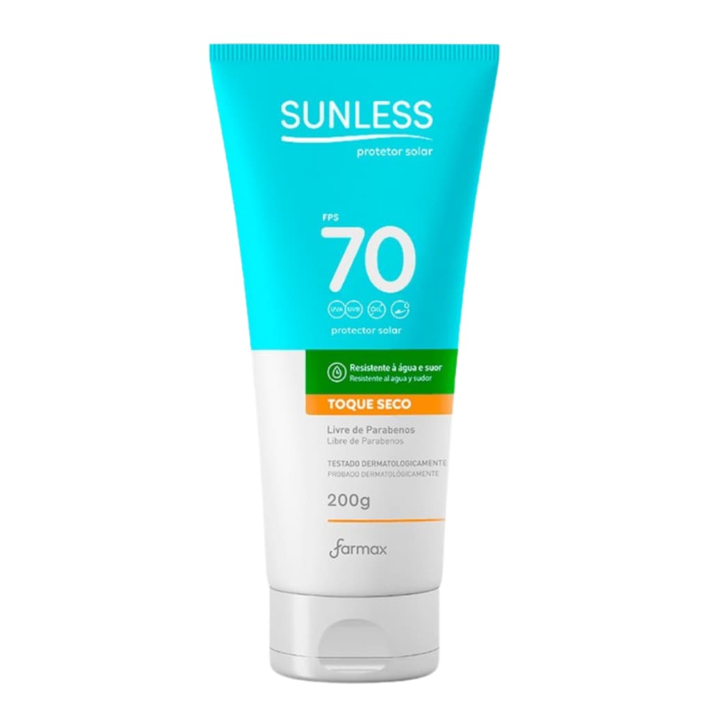 Protetor Solar FPS 70 Sunless 200g - Alta Proteção com Toque Seco e Resistência à Água