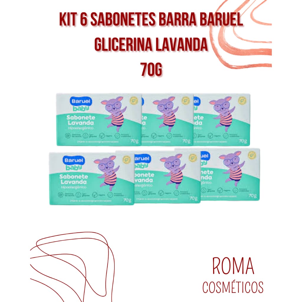 KIT 6 SABONETES BARRA BARUEL 70G CADA