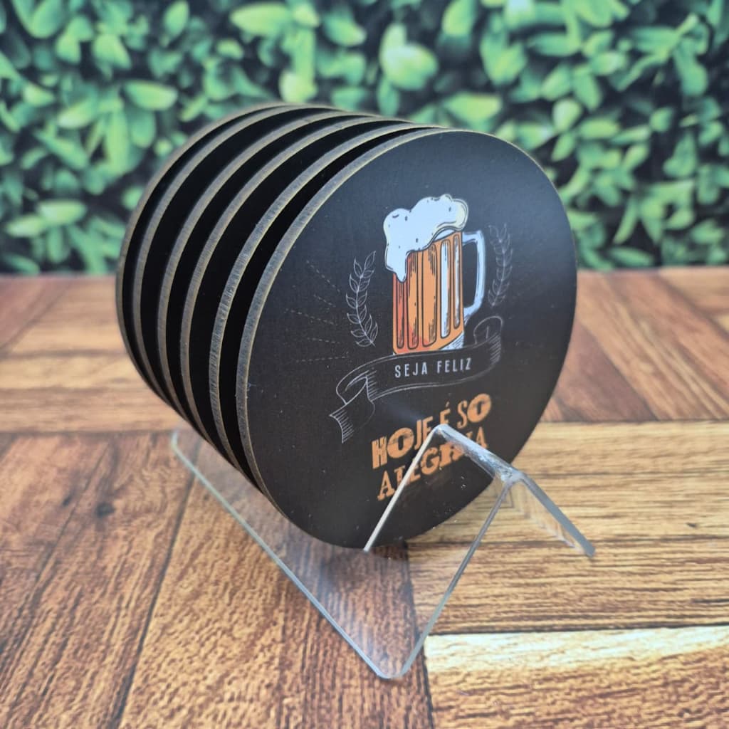 kit 6 Porta Copos, com base de acrílico. marcas de cerveja, Bolachas para Copos, Descanso para Copos
