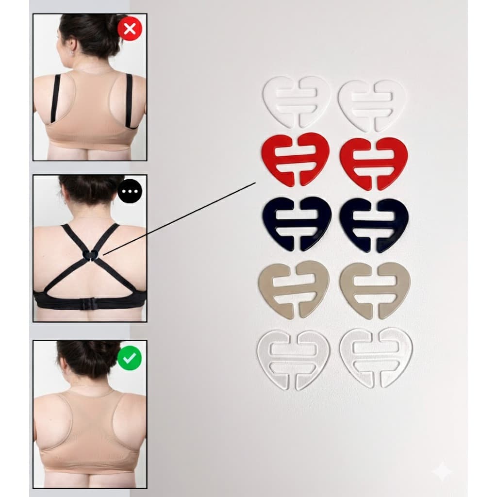 Clip para alças de sutiã Kit com Clips para juntar alças Modelo Coração