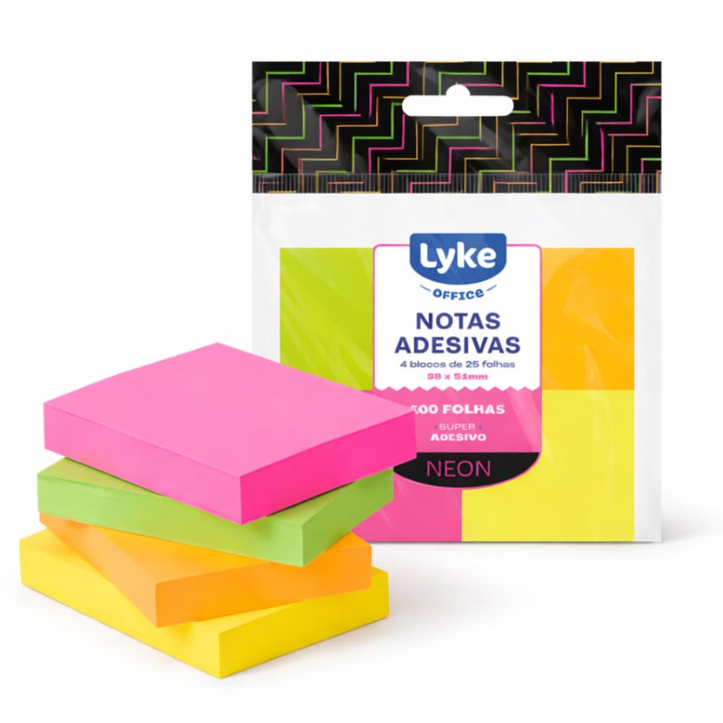Bloco De Notas Neon Post Auto Adesivo 38x51mm Colorido It 400 Folhas