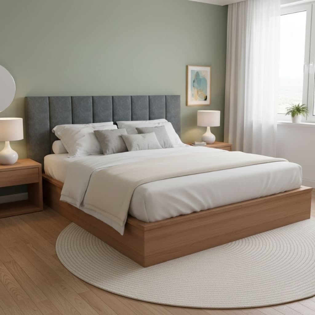 Kit de 4 ate 10 Placas de Cabeceira Estofado Auto Colante Para Cama  Super King, Cama Box e Queen