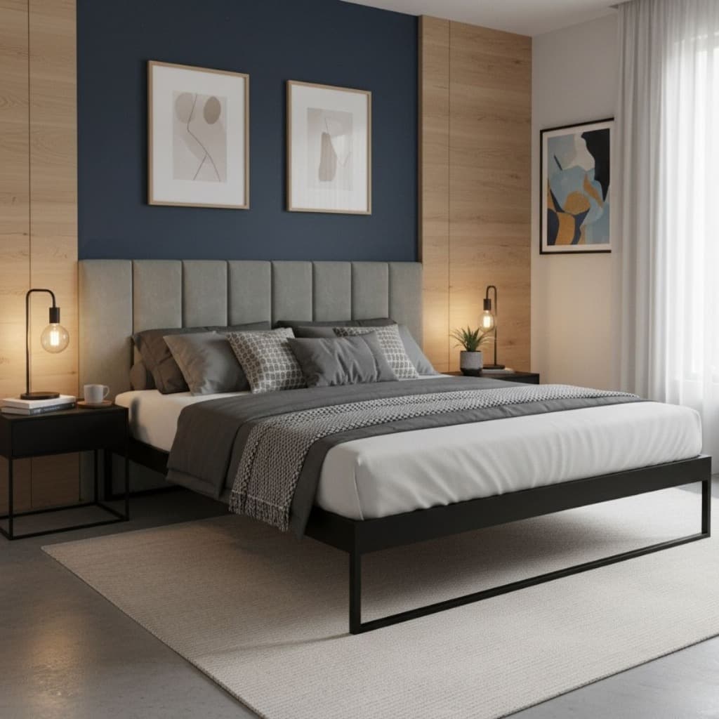 Kit Placas de Cabeceira Estofado Auto Colante Para Cama  Super King, Cama Box e Queen