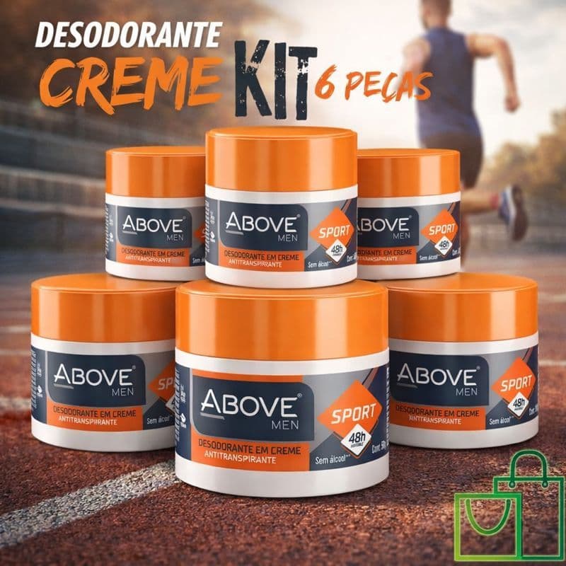 Kit Desodorante Creme Antitranspitante Above Homem Sport 48h Invisível 50g Mais Proteção