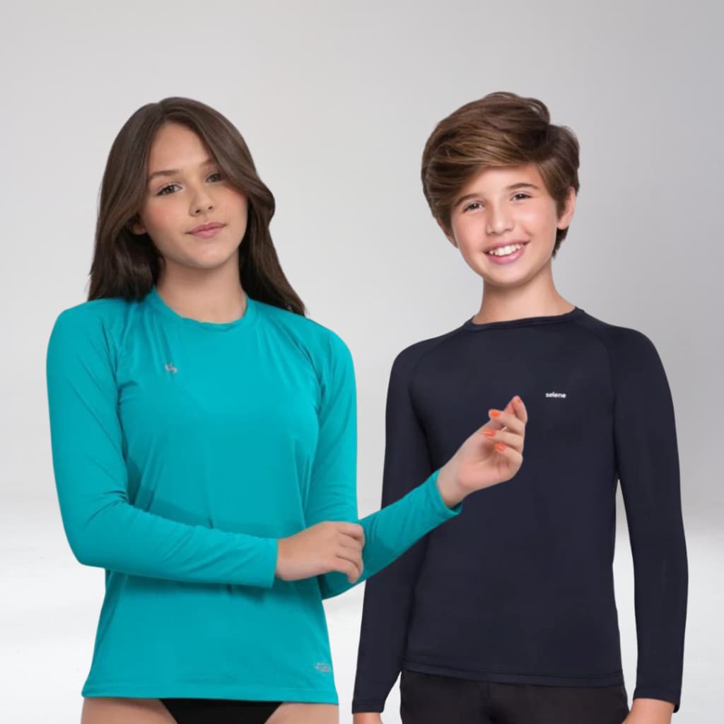 Camisa UV Infantil e Juvenil Unissex UV50+  Proteção Solar dos 2 aos 16 Anos