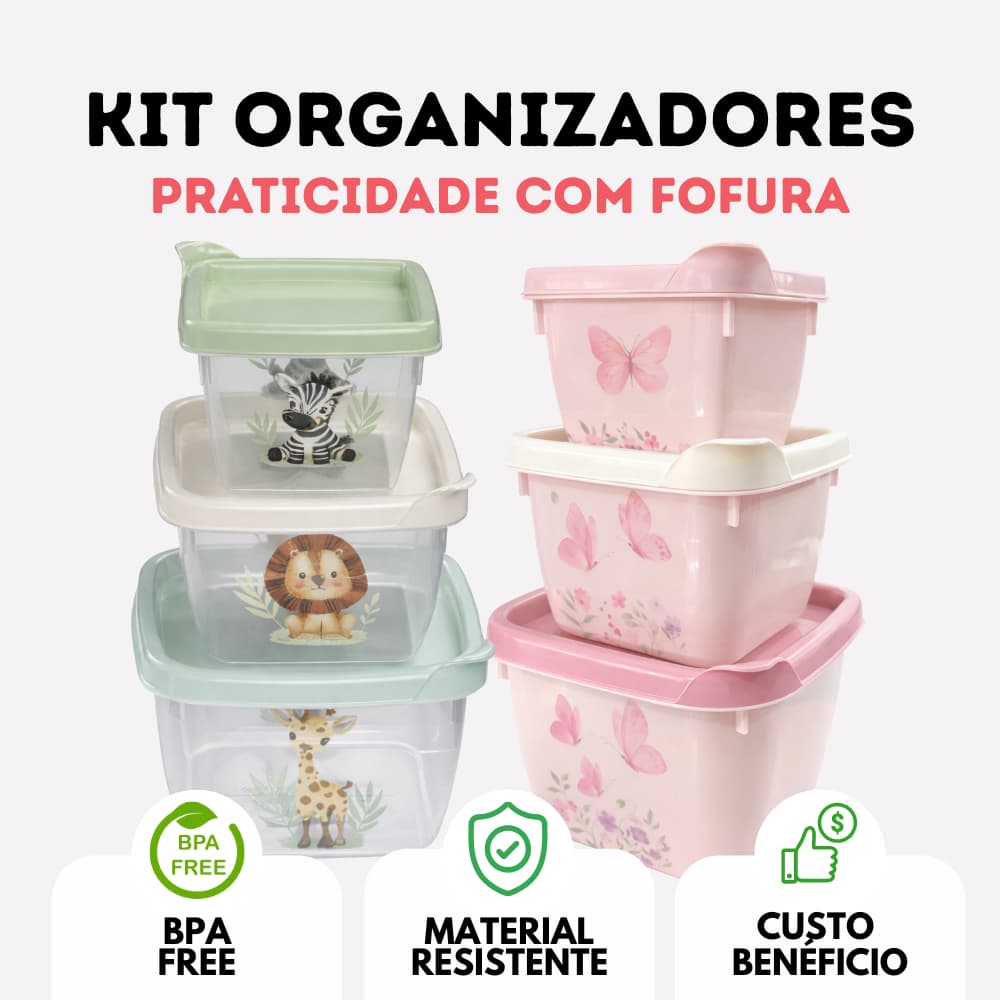 3 Potes Infantil Ursinho Azul, Jardim, Creme, Safari Lancheira Escolar, Comidinhas e Frutas BPA Free