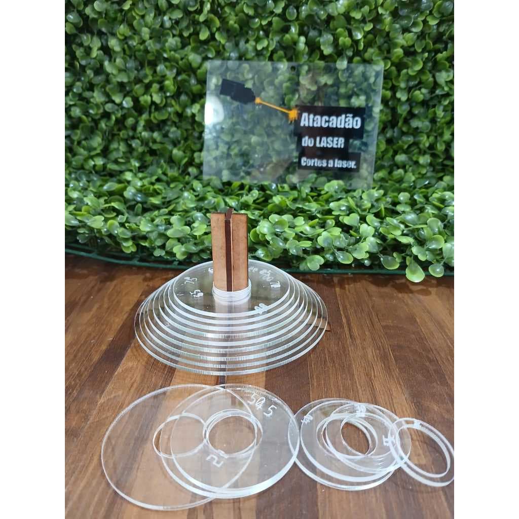 Kit Gabarito de corte Circular de 2,5cm até 10cm Acrilico 2mm - com brinde