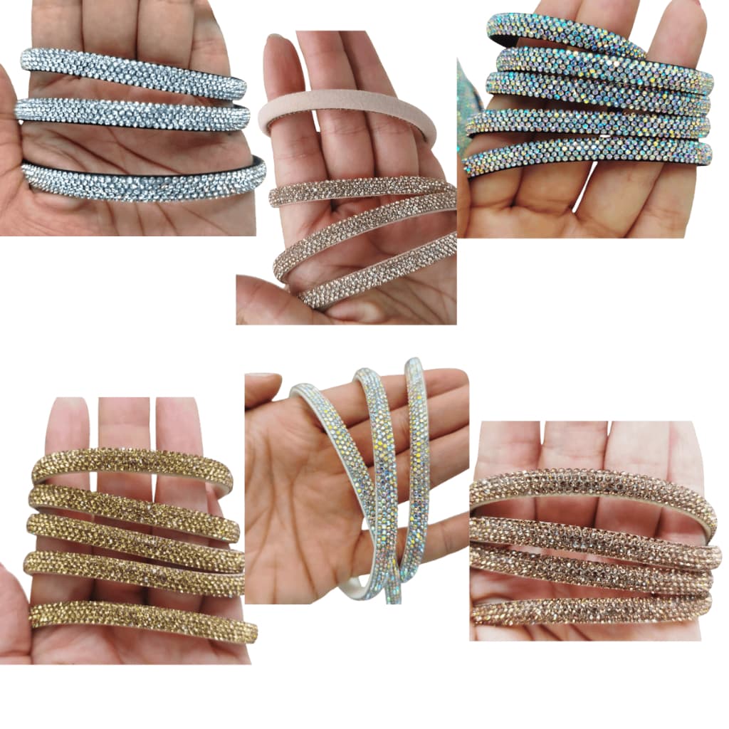 MEIA CANA DE STRASS - LARGURA 6MM - FRACIONADO 01 METRO - 05 METROS - 10 METROS