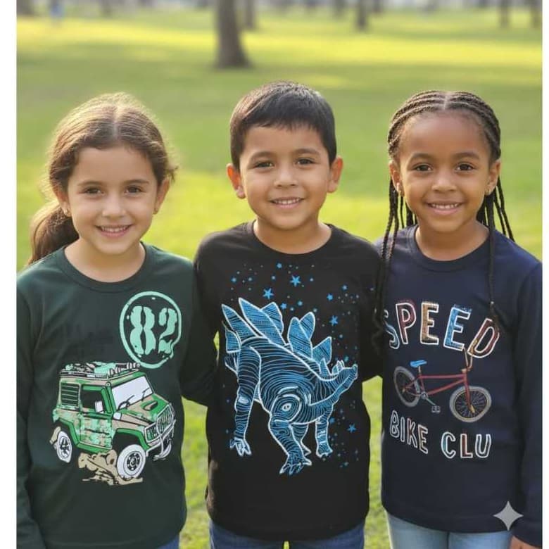 Kit 3 Camiseta Infantil Manga Longa Inverno Menino Cores e Estampas Sortidas 01 ao 03 100% Algodão