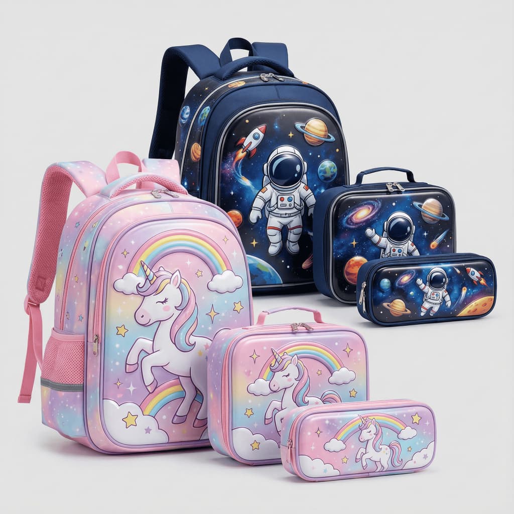 Kit Escolar Infantil – Mochila, Lancheira e Estojo (Masculino e Feminino)