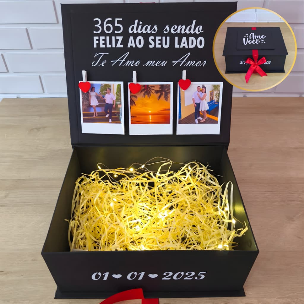 Caixa Personalizada| LED+Frases+Fotos| Presente Criativo para Aniversário, Namoro e Datas Especiais
