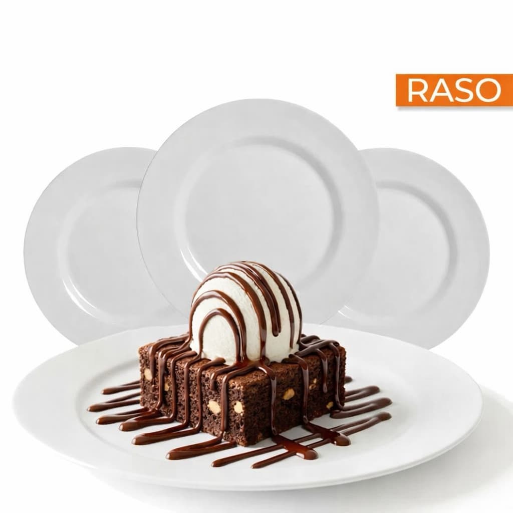 Kit Pratos Sobremesa Raso 17cm 12 / 8 / 6 Unid Melamina Plástico Branco Almoço e Jantar  Salgados Doces Possui Variações